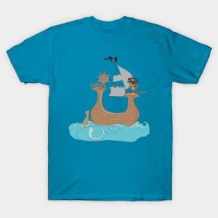 Cat pirate on the ship T-Shirt